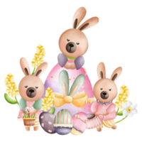 Watercolor cute rabbit easter, bunny easter, Rabbit bohemian cartoon style, Rabbit bunny kids png