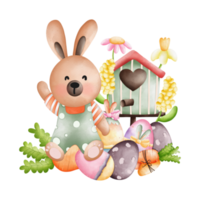 acquerello carino coniglio Pasqua, coniglietto Pasqua, coniglio boemo cartone animato stile, coniglio coniglietto bambini png