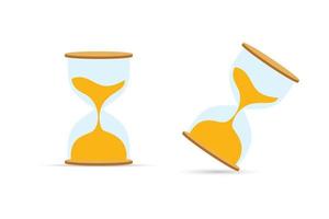 hourglass timer sand as countdown with clock on white background Vector illustration.