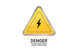 Danger symbol with High voltage sign And bolt warning triangular yellow sign Vector Element.