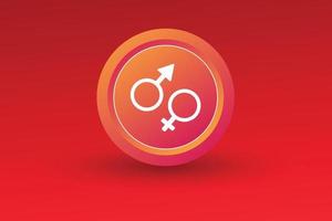 colorful male female Gender symbols with 3d effect Vector illustration
