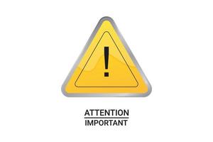 A yellow triangle with attention important on it. vector