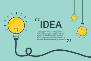 A blue background with a light bulb and the words idea. vector