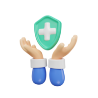hand hold  shields icon medical assets 3D rendering. png
