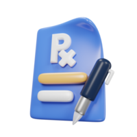 prescription icon medical assets 3D rendering. png