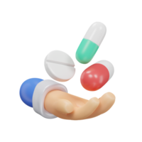 pilules sur main icône médical les atouts 3d le rendu. png