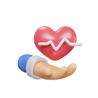 heart on hand icon medical assets 3D rendering. png