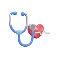 stethoscope heart rate check icon medical assets 3D rendering. png