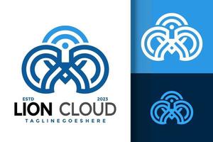 Lion Digital Cloud logo vector icon illustration