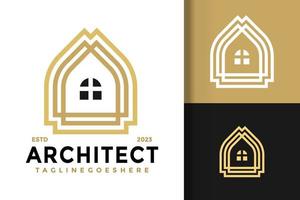 Architect arch door logo vector icon illustration