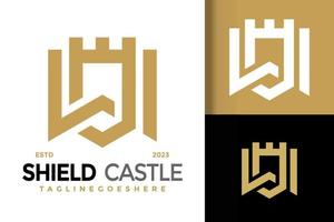 Letter w shield castle logo vector icon illustration