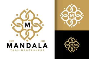 Mandala floral logo vector icon illustration