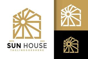 Sun house estate logo vector icon illustration