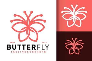 Butterfly lily flowers logo vector icon illustration