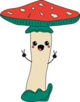 Cute Kawaii Mushrooms cartoon icon illustration. Food vegetable flaticon concept . Character, mascot in Doodle style. png