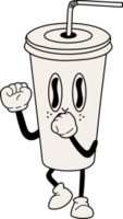 Retro Soda mascot. Cute character in trendy retro 60s 70s cartoon style. png