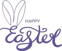 Happy Easter lettering with abstract Easter Bunny ears vector