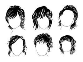 bixie hairstyle set of silhouettes, female trendy haircut vector