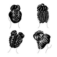 cute hairstailes silhouette vector