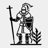 silhouette of a knight guard with sword vector