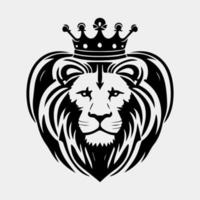 cabeza de un león con un corona vector logo