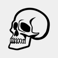 Black and white human skull tattoo design vector