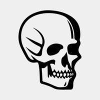 Black and white human skull tattoo design vector