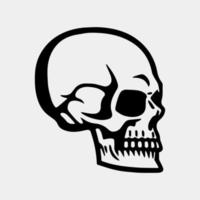 Black and white human skull tattoo design vector