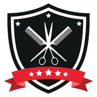 Barber shop logo design emblem. vector