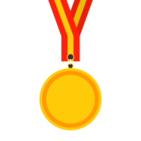 guld medalj band tecknad serie platt png ikon illustration