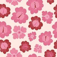 Retro floral seamless pattern. Abstract groovy daisy flower on light pink background. Vector Illustration. Aesthetic modern art for wallpaper, design, textile, packaging, decor.