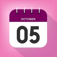 October day 5. Number five on a white paper with purple color border on a pink background vector. vector