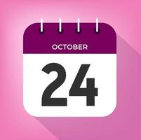 October day 24. Number twenty-four on a white paper with purple color border on a pink background vector. vector