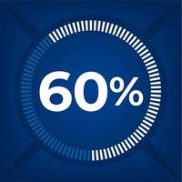 60 percent count on dark blue background vector