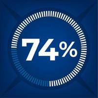 74 percent count on dark blue background vector