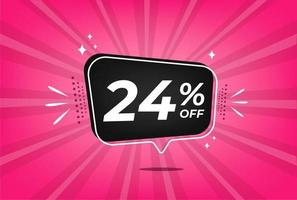 24 percent discount. Pink banner with floating balloon for promotions and offers. vector