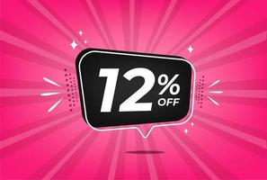 12 percent discount. Pink banner with floating balloon for promotions and offers. vector