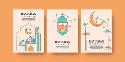 Set ramadan flyer background illustration template design vector