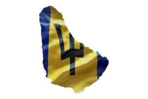 Barbados map outline icon. PNG alpha channel. Country with national flag