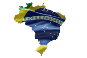 Brazil map outline icon. PNG alpha channel. Country with national flag