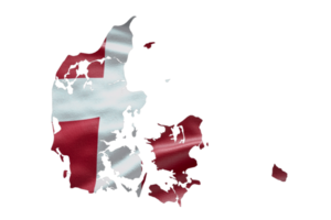 Denmark map outline icon. PNG alpha channel. Country with national flag