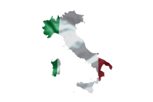 Italien Karte Gliederung Symbol. png Alpha Kanal. Land mit National Flagge