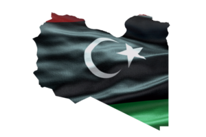 Libya map outline icon. PNG alpha channel. Country with national flag