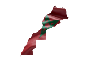 Morocco map outline icon. PNG alpha channel. Country with national flag