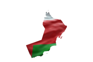 Oman map outline icon. PNG alpha channel. Country with national flag