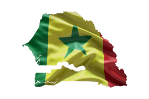 Senegal Karte Gliederung Symbol. png Alpha Kanal. Land mit National Flagge