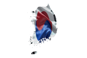 Süd Korea Karte Gliederung Symbol. png Alpha Kanal. Land mit National Flagge