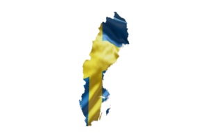 Sweden map outline icon. PNG alpha channel. Country with national flag
