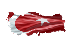 Turkey map outline icon. PNG alpha channel. Country with national flag