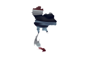 Thailand map outline icon. PNG alpha channel. Country with national flag